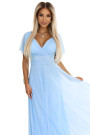  562-5 NASTIA Long dress with a neckline and short sleeves - light blue 