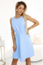  296-12 VICTORIA Sleeveless trapeze dress with a belt a classic in a modern version - light blue 