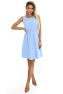  296-12 VICTORIA Sleeveless trapeze dress with a belt a classic in a modern version - light blue 