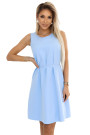  296-12 VICTORIA Sleeveless trapeze dress with a belt a classic in a modern version - light blue 