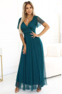  562-4 NASTIA Long dress with a neckline and short sleeves - green 