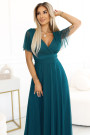  562-4 NASTIA Long dress with a neckline and short sleeves - green 