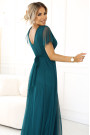  562-4 NASTIA Long dress with a neckline and short sleeves - green 