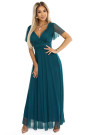  562-4 NASTIA Long dress with a neckline and short sleeves - green 