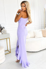  317-6 Lavender long dress with ruffles and asymmetrical neckline 