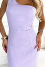  317-6 Lavender long dress with ruffles and asymmetrical neckline 