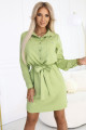  284-3 CAMILLE Shirt dress with pockets and ties - olive color 