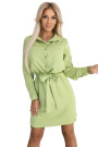  284-3 CAMILLE Shirt dress with pockets and ties - olive color 