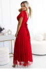  562-7 NASTIA Long dress with a neckline and short sleeves - red 