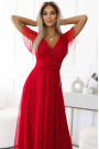  562-7 NASTIA Long dress with a neckline and short sleeves - red 