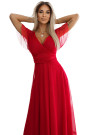  562-7 NASTIA Long dress with a neckline and short sleeves - red 