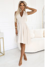  573-3 Exclusive dress with flared bottom and gold zipper - beige 