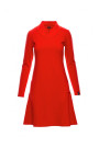B044 Trapeze dress with ribbed trim finishing- red