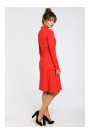 B044 Trapeze dress with ribbed trim finishing- red