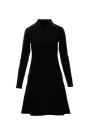 B044 Trapeze dress with ribbed trim finishing- black
