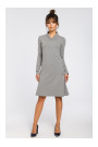 B044 Trapeze dress with ribbed trim finishing- grey