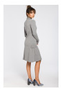 B044 Trapeze dress with ribbed trim finishing- grey