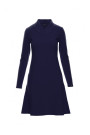 B044 Trapeze dress with ribbed trim finishing- navy blue