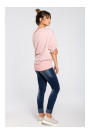 B048 Oversized blouse with a wrap detail - powder