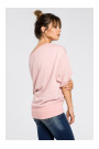 B048 Oversized blouse with a wrap detail - powder