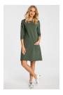 M343 Trapeze dress with stripe detailing - military green