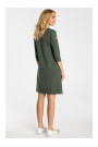 M343 Trapeze dress with stripe detailing - military green
