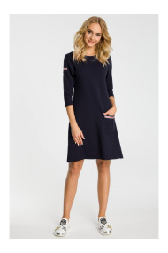 M343 Trapeze dress with stripe detailing - navy blue