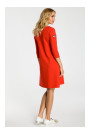 M343 Trapeze dress with stripe detailing - red