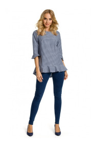 M350 Gingham blouse with frill - navy blue