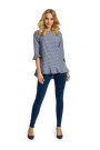 M350 Gingham blouse with frill - navy blue