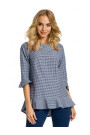 M350 Gingham blouse with frill - navy blue