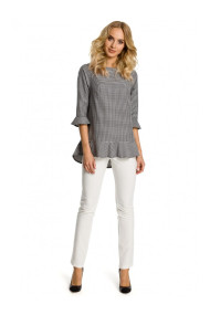 M350 Gingham blouse with frill - black