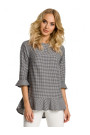 M350 Gingham blouse with frill - black