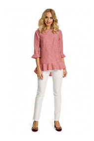 M350 Gingham blouse with frill - red