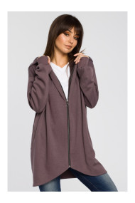 B054 Zip through oversized hoodie - brown