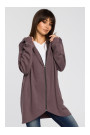 B054 Zip through oversized hoodie - brown