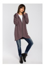 B054 Zip through oversized hoodie - brown