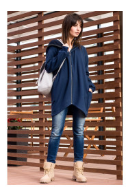 B054 Zip through oversized hoodie - navy blue