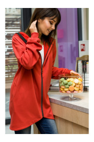 B054 Zip through oversized hoodie - red
