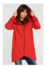 B054 Zip through oversized hoodie - red