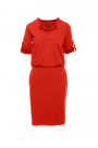 B056 Shirt style knit dress - red