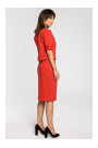 B056 Shirt style knit dress - red