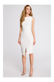 S105 Faux-wrap sleeveless dress - ecru