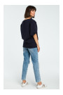 B079 Oversized blouse with a wrap detail - navy blue