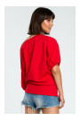 B079 Oversized blouse with a wrap detail - red