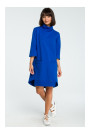 B089 Asymmetric roll neck dress - royal blue