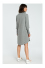 B089 Asymmetric roll neck dress - grey