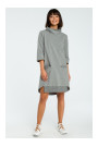 B089 Asymmetric roll neck dress - grey