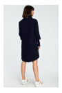 B089 Asymmetric roll neck dress - navy blue