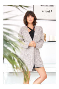 BK001 Long cardigan - brown melange